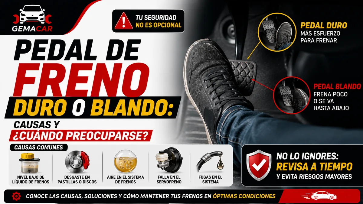 Pedal de freno duro o blando: causas, riesgos y qué hacer